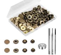 12 Sets 15mm Metal Snap Buttons Kit,Press Studs for Clothing,Press Studs snap Fasteners,Heavy Duty Press Studs for Leather, Jeans, Jackets & DIY Crafts, Includes 4 Fixing Tools, Bronze