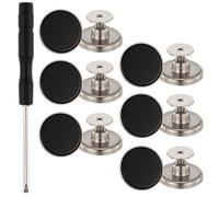 12 Sets 17mm Jeans Button Replacement with Screwdrivers Adjustable Metal No Sew Buttons Removable Jean Buttons for Loose Jeans Pants Clothing Coat (Black)