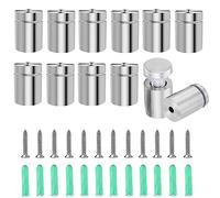 12 Sets 19 x 26mm Advertising Screws Nails Sign Standoff Screws Wall Mount Advertisement Fixings Bolts for Mounting and Fixing The Glass Billboard Picture Frame (Silver)