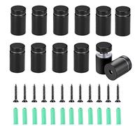 12 Sets 19 x 26mm Advertising Screws Nails Sign Standoff Screws Wall Mount Advertisement Fixings Bolts for Mounting and Fixing The Glass Billboard Picture Frame (Black)
