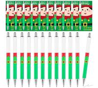 12 Sets Christmas Ballpoint Pens Glitter Xmas Santa Snowman Elf Reindeer Penguin Pens with Wishing Card Twist Ties for Xmas Team Staff Appreciation Presents Stocking Stuffers Office School Supplies