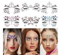 12 Sets Face Gemstones Glitter, Rhinestones Face Stickers Temporary Tattoo, Face Gemstone Nail Stickers for Fairy Butterfly Costume Accessories Rave Glitter