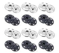 12 Sets Press Studs for Clothing Large Snaps for Sewing Sew on Snap Buttons Metal Snaps Fasteners for Fabric Sewing Clothing 0.75 Inch 19mm Diameter, Black and Silver