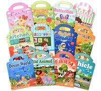 12 Sets Reusable Puffy Sticker Books for Toddlers 2-4 3-6, 600+ 3D Animal, Dinosaur, Space, Vehicle & Farm Stickers, Toddler Travel Toys & Birthday Gifts for Kids Boys Girls