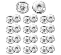 12 Sets Sew on Snap Buttons, 15mm Silver Metal Rustproof Fasteners, Press Studs for Sewing Clothes, Jeans, Handbags & DIY Crafts