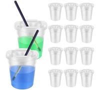 12 Sets Spill-Proof Paint Cups with Lids White Anti-Spill Paint Containers Kids Art Supplies for Mess-Free Watercolor Tempera Acrylic Painting Beginners Experienced Painters