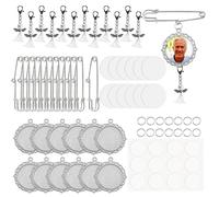 12 Sets Wedding Bouquet Photo Charm Pin Sublimation Blanks,Memorial Keepsake Brooch Making Kit for Mother/Father of Bride or Groom,DIY Custom Bridal Boutonniere Charm, Something Blue Wedding Accessory