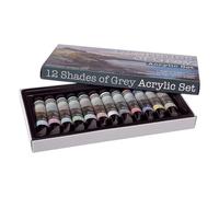 12 Shades of Grey Artist Acrylic Colors Highly Pigmented Triple Milled Rich Subtle Greys from The Tube - Set of 12-21 ml Tube - Assorted Colors
