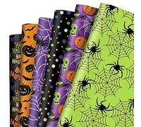12 Sheet Halloween Wrapping Paper Pumpkin Spider Webs Dot Gift Wrap Paper Bulk Folded Flat Scary Decorative DIY Art Craft Paper for Halloween Birthday Party Gift Decor, 19.7 x 27.6 Inch