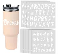 12 Sheet Letter Stickers for Stanley, Waterproof Transfer Alphabet Stickers Name Stickers Uppercase Lowercase Letter Stickers Easy to Use for Glass Water Bottles Decoration