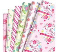 12-Sheet Mom Day Wrapping Paper Set, Eco-Friendly and Recyclable, Mom Day Gift Wrapping Paper With Floral Patterns, Suitable for Mother'S Day, Birthday Party Supplies(Pink Green color)