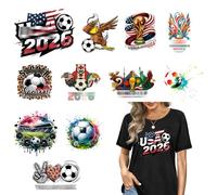 12 Sheet Soccer Iron on Transfers for T-Shirts 2026 UAS Canada Mexico Soccer Iron on Transfers Patches Eagle ＆ Football Pattern Iron on Decals for Pillow Jackets Clothing Shirts DIY Appliques Decor