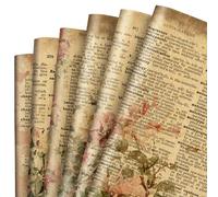 12 Sheet Vintage Floral Wrapping Paper Retro Newspaper Kraft Gift Wrap Bulk Folded Flat Rose Flower Craft Art Paper for Party DIY Wrapping Supplies, 19.7 x 27.6 Inch
