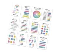 12 Sheets 10x14Inch Calming Corner Posters Feelings Chart for Classroom Mental Health Counseling Wall Colorful Calming Corner Posters Feelings Peaceful Section Poster