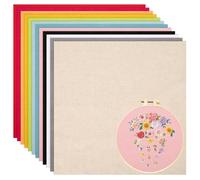 12 Sheets 12 Colors Linen Embroidery Fabric, Pre-Cut Natural Needlework Cloth Fabric, Embroidery Cloth Squares for Garment Craft (7.8x7.8Inch)