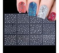 12 Sheets 3D Christmas Nail Art Decorations Lottomr Shinning Christmas Stickers Sparkly Snowflake Winter Foils