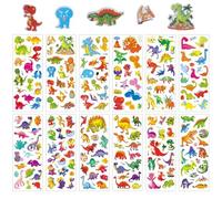 12 Sheets 3D Dinosaur & Puffy Animal Stickers for Toddlers & Kids - Party Bag Fillers & Rewarding Gifts