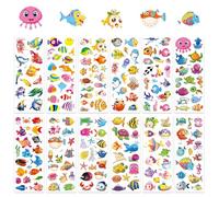 12 Sheets 3D Sea Animals Stickers for Children Puffy Fish Stickers DIY Decoration Craft Activities Sea Ocean Life Foam Sticker for Kids Reward Window Gel Clings Decals for Girls and Boys Gifts