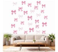 12 Sheets 69Pcs Pink Bow Wall Stickers, Watercolor Pink Bow Wallpaper, Easy Peel and Stick Girls Wall Stickers for Kindergarten, Nursery, Bedroom, Living Room