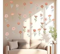 12 Sheets / 72 Pcs Flower Wall Decals Boho Wall Stickers Flowers Home Wall Decor Living Room Peel and Stick Aesthetic Murals Wildflower Wall Decal for Bedroom Boho Vinyl Kitchen Wall Murals