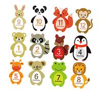 12 Sheets Baby Monthly Animal Milestone Stickers, Paper | Won't Hurt Clothing, Adorable Creative Decals for Milestone Photo Album, Easy to Wipe, Repeated Paste