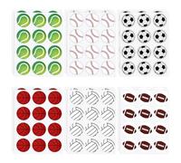 12 Sheets Ball Sports Stickers, 1.18 Inches Sports Stickers Soccer Baseball Football Basketball Volleyball Tennis Self-Adhesive Stickers Birthday Party Decorations for Monthly Scrapbook Kids Art Craft