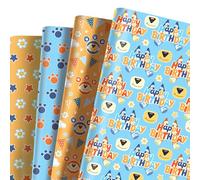 12 Sheets Bluey Wrapping Paper Sheets, 70x50cm Thickness Gift Wrapping Paper, 6 Style Recyclable Gift Wrap for Boy Girl Birthday Presents Bluey Theme Party Wrap Boxes Decorations
