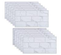 12 Sheets Brick Tile Stickers, Self Adhesive Wall Tiles, Peel and Stick Wall Tiles, Waterproof Splashback Tilesfor Kitchen & Bathroom - 30x15cm