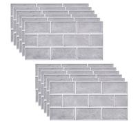 12 Sheets Brick Tile Stickers, Self Adhesive Wall Tiles, Peel and Stick Wall Tiles, Waterproof Splashback Tilesfor Kitchen & Bathroom - 30x15cm (Grey)