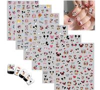 12 Sheets Cartoon Nail Art Stickers Cute Kawaii Nail Decals 3D Self-Adhesive Nail Charm Stickers for Girls Women