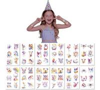 12 Sheets Children'S Fluorescent Temporary Tattoo Stickers Featuring Cartoon Lions Cats Pandas And Sharks That Glow.