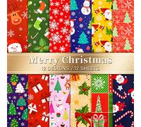 12 Sheets Christmas Wrapping Paper Bundle Colorful Holiday Wrapping Paper Snowflake Santa Candy Canes Reindeer Christmas Tree Gift Wrapping Paper Festive Fun Decoration, 20 x 29.5inch
