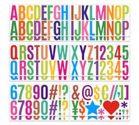 12 Sheets Colorful Letter Number Stickers, 2.5'' Self Adhesive Vinyl Letters and Numbers Kit for Mailbox Classroom Home Door Window Decor