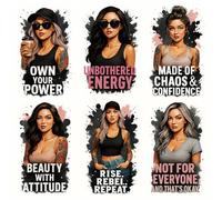 12 Sheets Cool Girl Splash Ink DTF Transfers Ready to Press - Washable Iron On Transfers for T-Shirts, Women Men Lady Clothing, Hats, Bags, Pillows & DIY Crafts (Cool Girl)