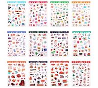 12 Sheets Daily General Events Kids Teens Gift Holiday Stickers12 Styles, Monthly Celebrations Planner Stickers Supplies for Calendar Journal Occasion Scrapbooking