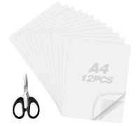 12 Sheets Double Sided Adhesive Sheets, A4 Size Clear Self-Adhesive Sticky Sheet with White Liner, Extra Strong Adhesive & Easy to Cut Craft Tape Sheet for DIY Arts Party Photo Albums Home Decoration