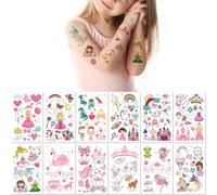 12 Sheets Eco Friendly Waterproof Cute Cartoon Princess Castle Temporary Tattoo Stickers Safe For Children.