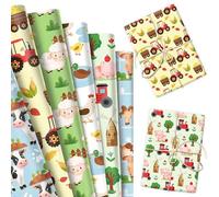 12 Sheets Farm Animal Tissue Paper Cow Sheep Barnyard Chicken Pig Farmhouse Gift Wrapping Paper for DIY Arts Crafts Baby Shower Birthday