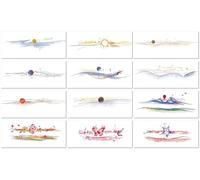 12 Sheets French Color Simple Girl Line Armband Temporary Tattoo Stickers Celestial And Nature Designs