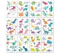 12 Sheets Glow-In-The-Dark Dinosaur Cartoon Temporary Tattoo Stickers For Children, Tyrannosaurus Rex Waterproof Stickers