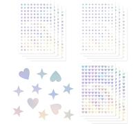 12 Sheets Holographic Mini Stars and Hearts Self-Adhesive Stickers - Foil Mini Rewards for Kids, Home Decor
