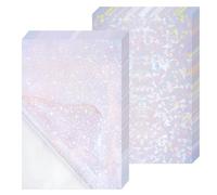 12 Sheets Holographic Sticker Paper, A4 Transparent Holographic Overlay Lamination Vinyl, DIY Self Adhesive Glitter Laminate Waterproof Sticker Paper for Decoration, Starry Sky+Broken Glass Pattern