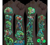 12 Sheets Luminous Superhero Kids Tattoos,Cool Avenger Temporary Tattoos for Kids,Glow In The Dark Children Tattoos for Boys Party Bag Fillers Birthday Gift Favour Supplies