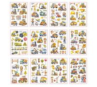 12 Sheets Luminous Tattoo Stickers Vehicles Luminous Children's Tattoos Stickers Children with Vehicles Truck Theme, Glitter Temporary Tattoos for Party Bags Children's Birthday Party Favours