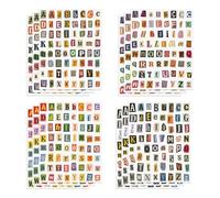 12 Sheets Magazine Letter Stickers, Vintage Alphabet Stickers for Scrapbooking Journaling Junk Journal Water Bottle Laptop Decoration Small Self-Adhesive Letters for DIY Crafts (4 Styles)