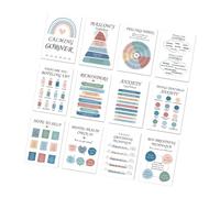 12 Sheets Mental Health Posters 10x14Inch Calming Corner Wall Chart for Classroom Counseling Decor Waterproof Coated Paper Educational Charts
