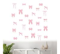 12 Sheets Pink Bow Wall Stickers, Watercolor Coquette Bow Knot Wall Decals for Valentine's Day Girls Bedroom Baby Nursery, 7.9 x 11.8 Inch
