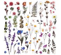 12 Sheets Scrapbook Stickers Flower Stickers Decoration Sticker Planner Stickers Assorted Plant Stickers Clear PET for Scrapbooking Album Journals DIY Arts and Crafts (Flower)
