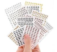 12 Sheets Small Letters and Number Stickers 4 Color Tiny Alphabet Stickers Mini Self-Adhesive Alphabet Sticker Gold Letters for Scrapbooks Epoxy Casting Decoration DIY Craft Nail Keyboard Rose