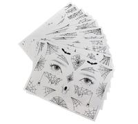 12 Sheets Spider Web Halloween Face Paper Temporary Tattoos | Masquerade Makeup Accent, Sheets Format, Dark Themed Design Random Style